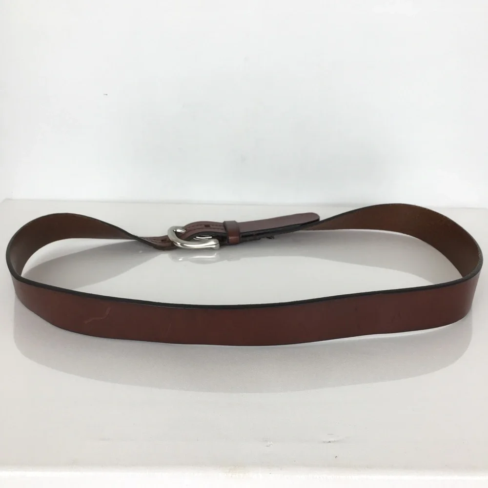 Fossil Mens Brown Leather Casual Belt Size 42 Silver Buckle